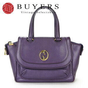 Gucci 1973 top handle bag purple metallic pebbled leather